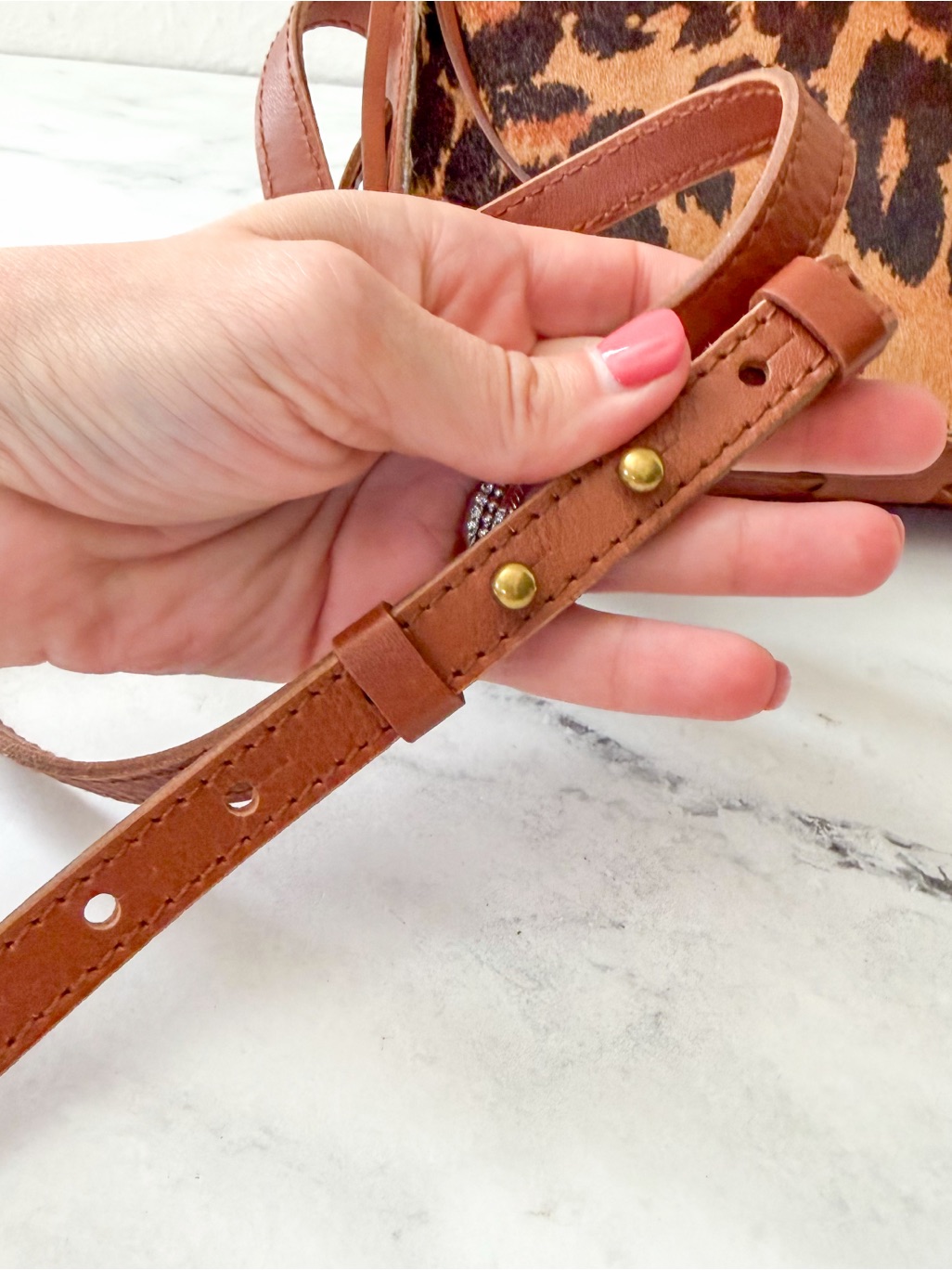 Madewell The Simple Crossbody Bag In Leather & Leopard Print Calf Fur — image 5 of 8